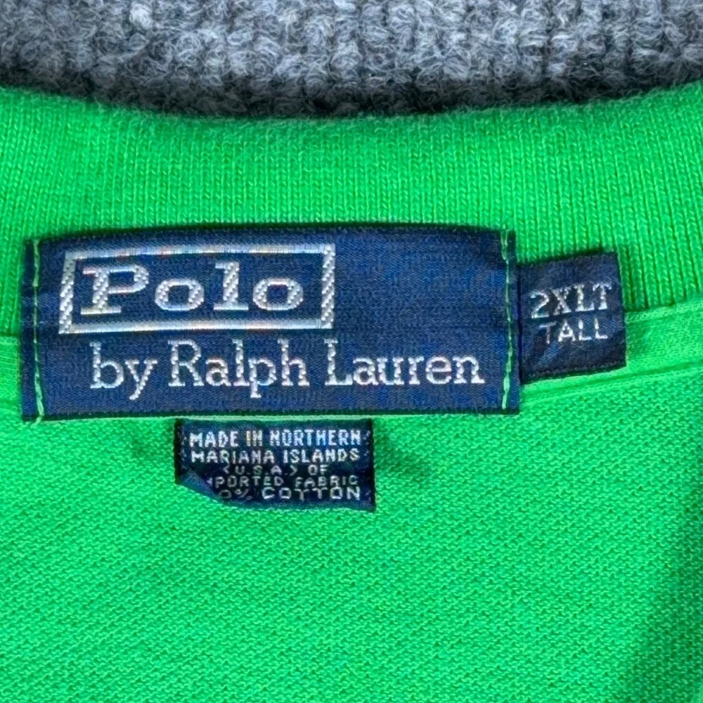 Polo Ralph Lauren Mens 2XLT Tall Green Short Sleeve Pique Polo Orange Pony Logo